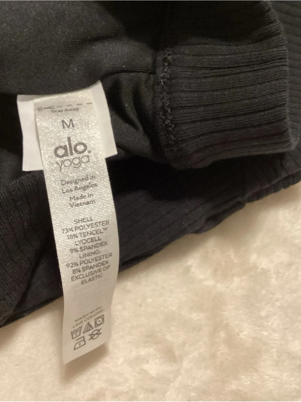 ALO Yoga Black Ribbed Scoop Neck Button-Front Crop Top